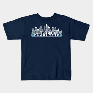 Charlotte Basketball Team All Time Legends, Charlotte City Skyline Kids T-Shirt